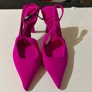 Zara Fuchsia Pointed Toe Slingback Heels